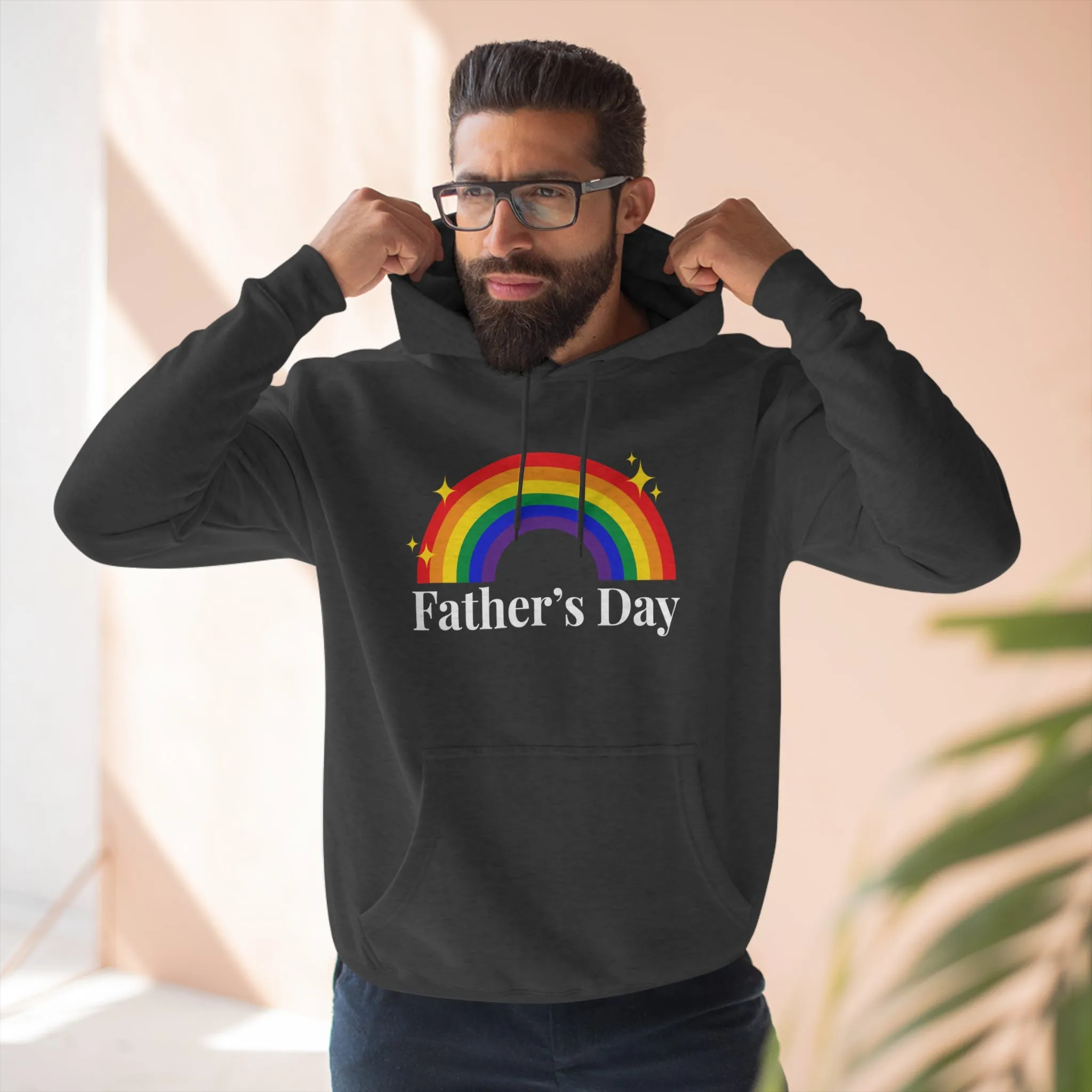 Rainbow Pride Flag Unisex Premium Pullover Hoodie - Father's Day