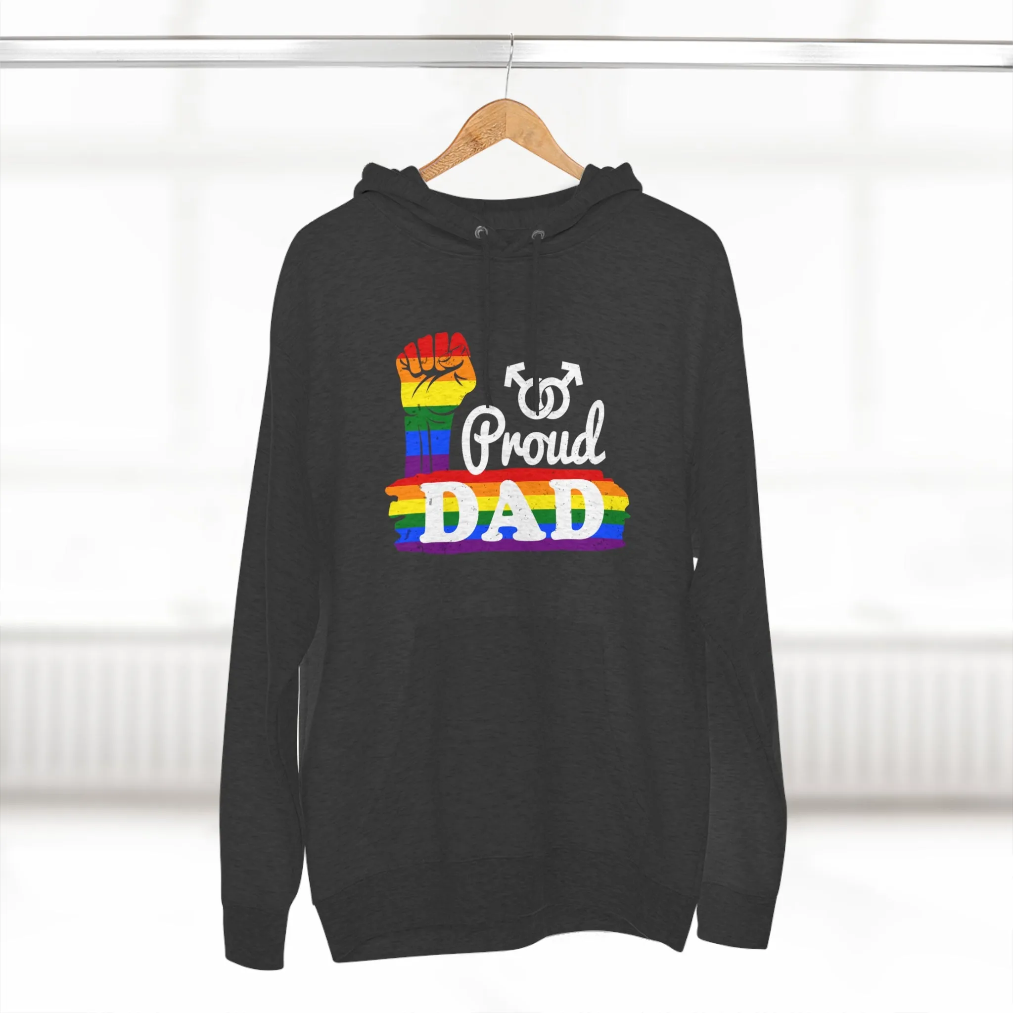 Rainbow Pride Flag Unisex Premium Pullover Hoodie - Proud Dad