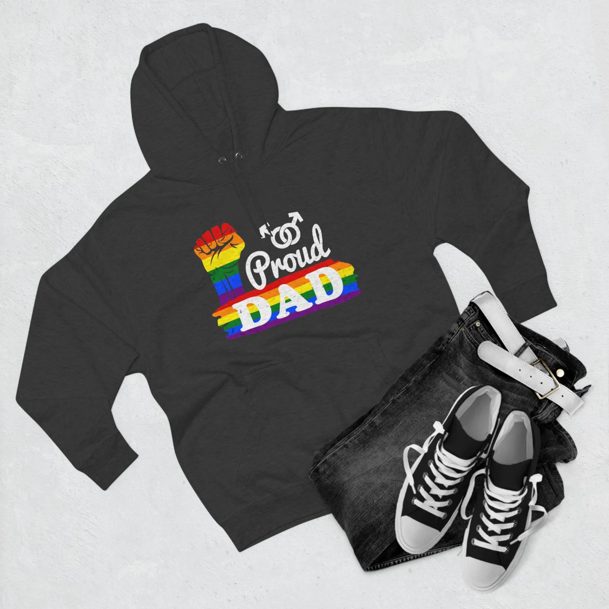 Rainbow Pride Flag Unisex Premium Pullover Hoodie - Proud Dad