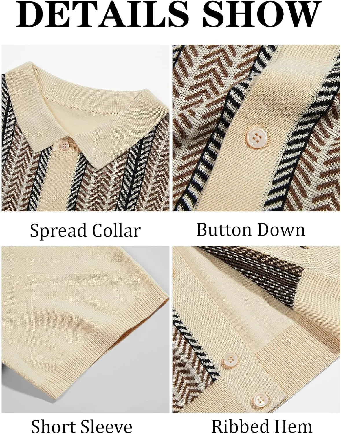 Runcati Mens Knit Polo Shirts Vintage Casual Short Sleeve Shirt Golf Button Down Old Money Sweater