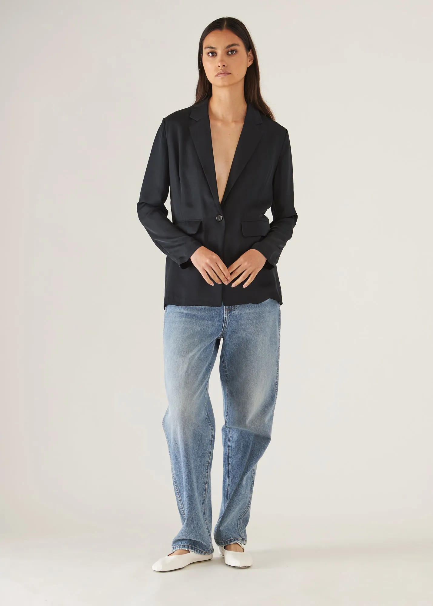 Silk Single Breasted Blazer