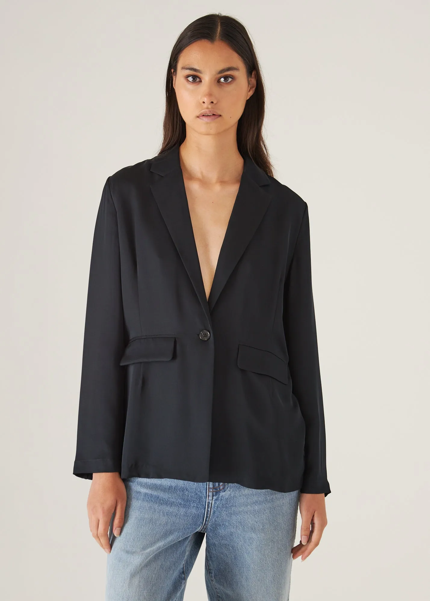 Silk Single Breasted Blazer