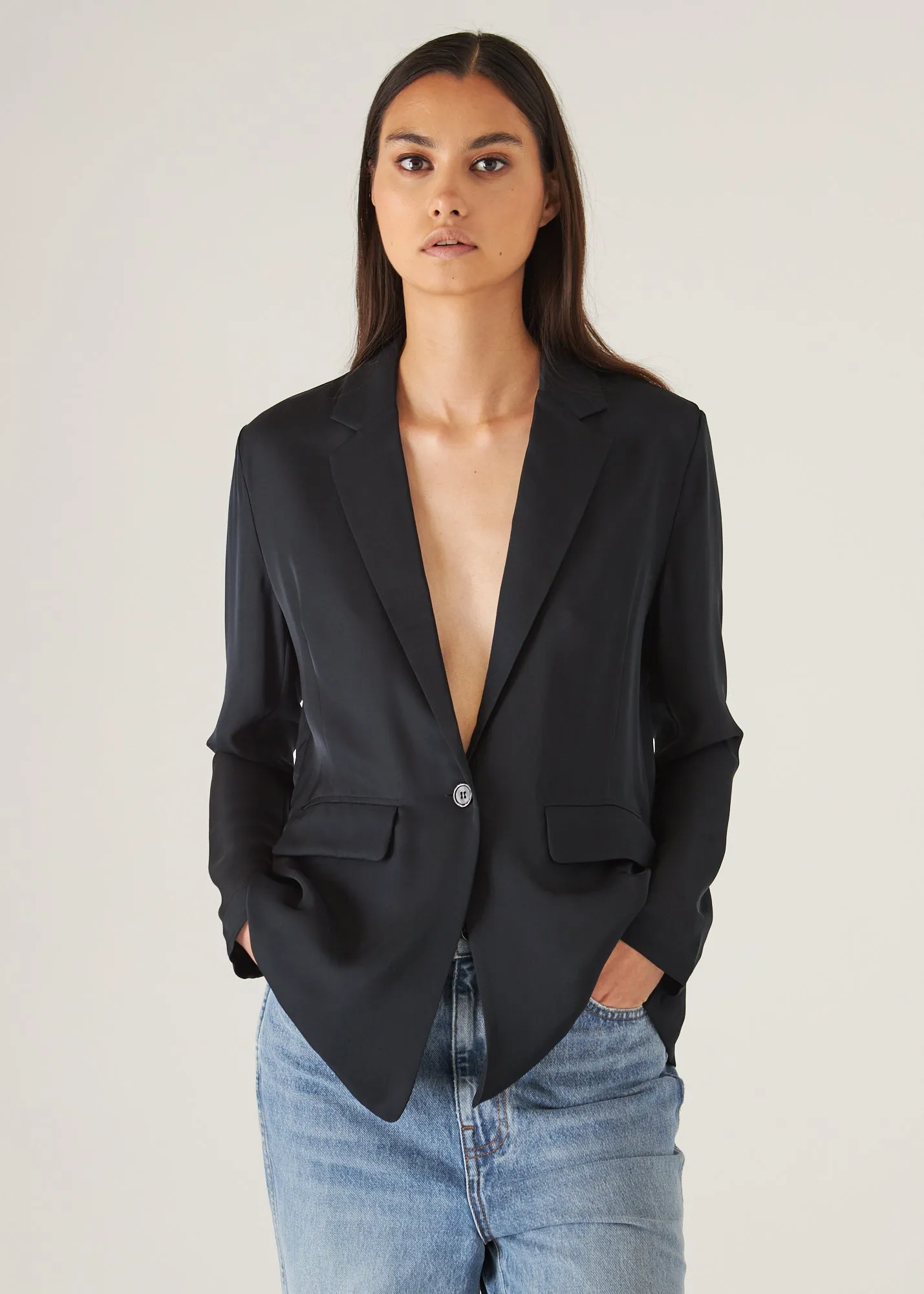Silk Single Breasted Blazer