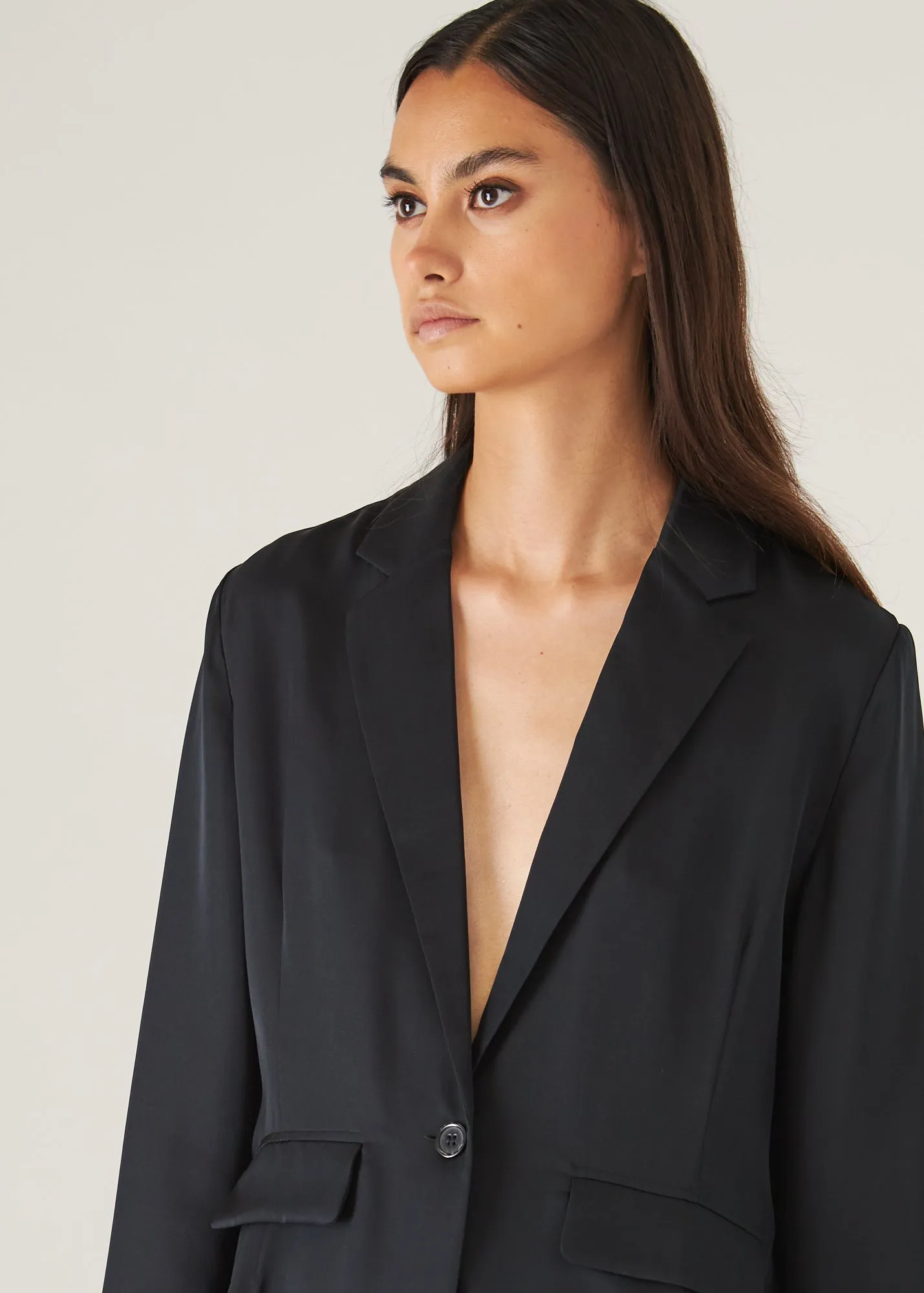 Silk Single Breasted Blazer