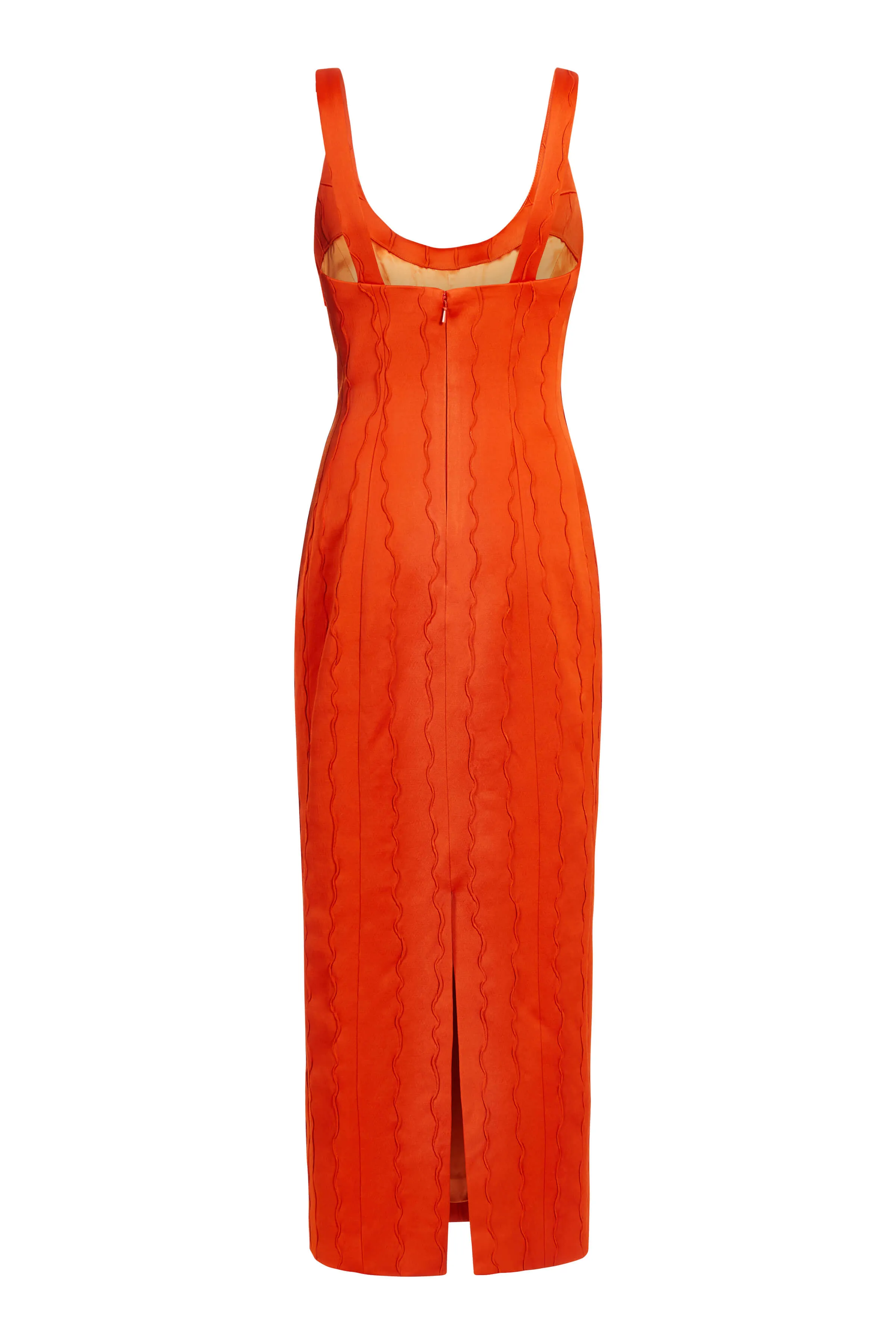 Sommer Orange Wave Midi Dress
