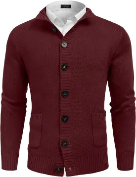 Stand Collar Button Down Knitted Cardigan with Pockets (US Only)