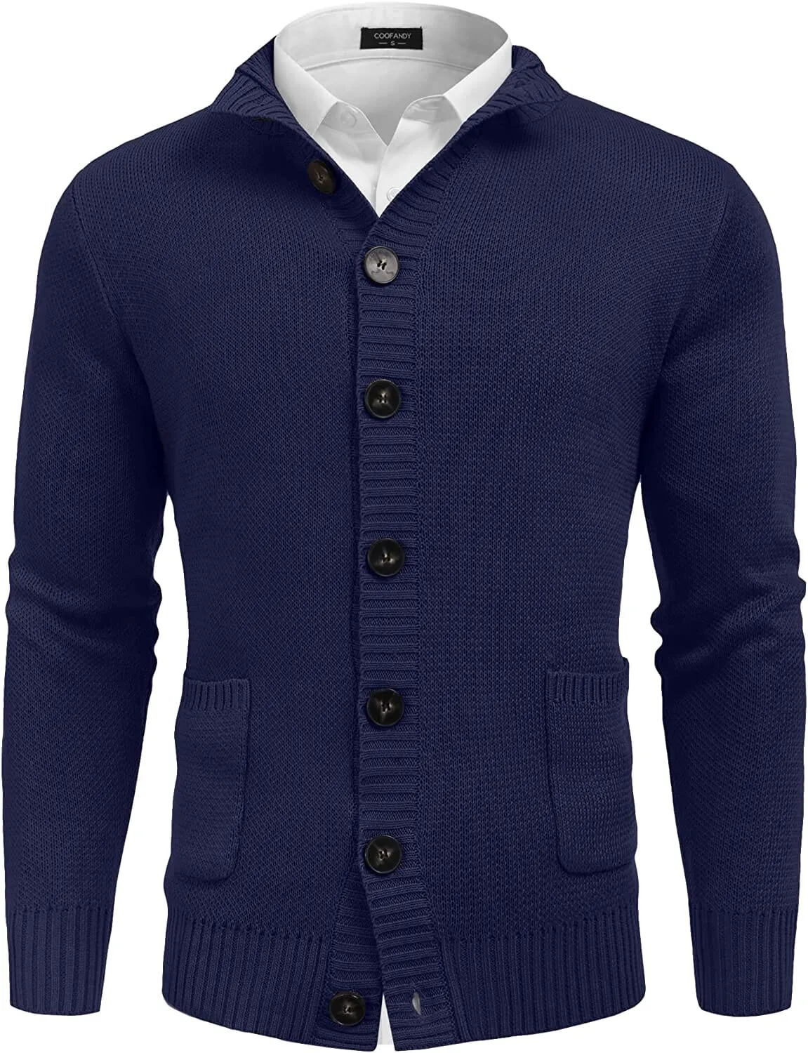 Stand Collar Button Down Knitted Cardigan with Pockets (US Only)