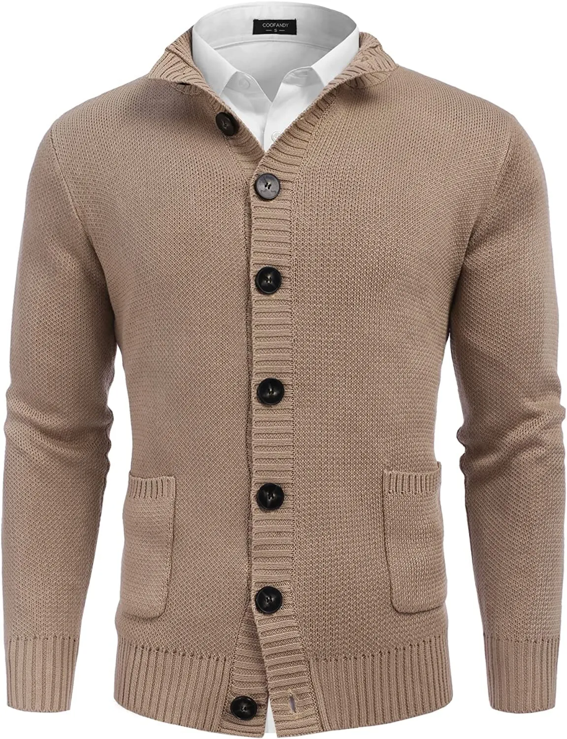 Stand Collar Button Down Knitted Cardigan with Pockets (US Only)