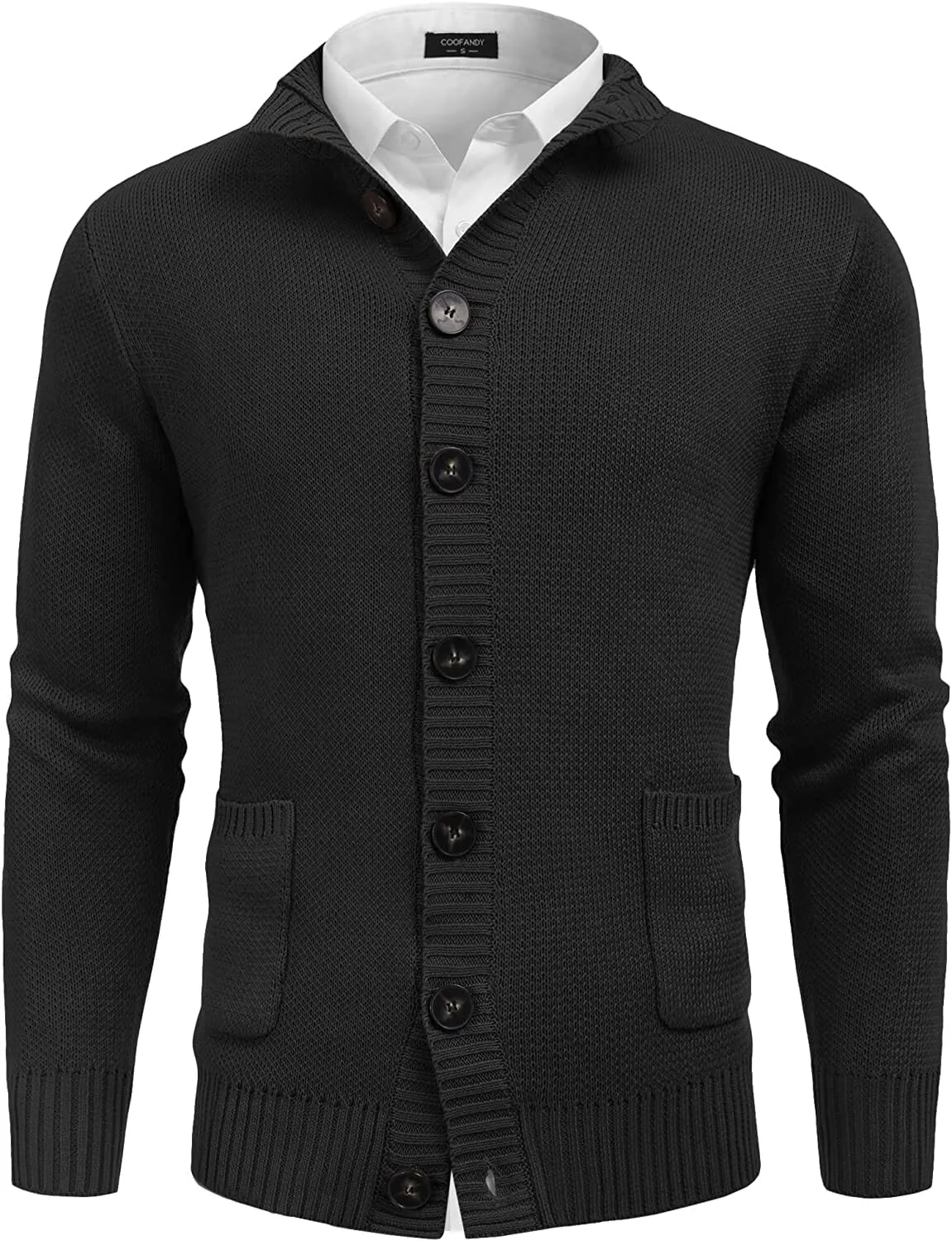 Stand Collar Button Down Knitted Cardigan with Pockets (US Only)