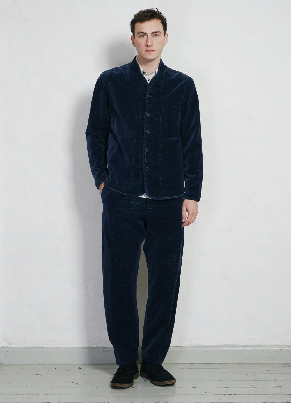 TYGE | Wide Cut Cropped Trousers | Velvet Indigo