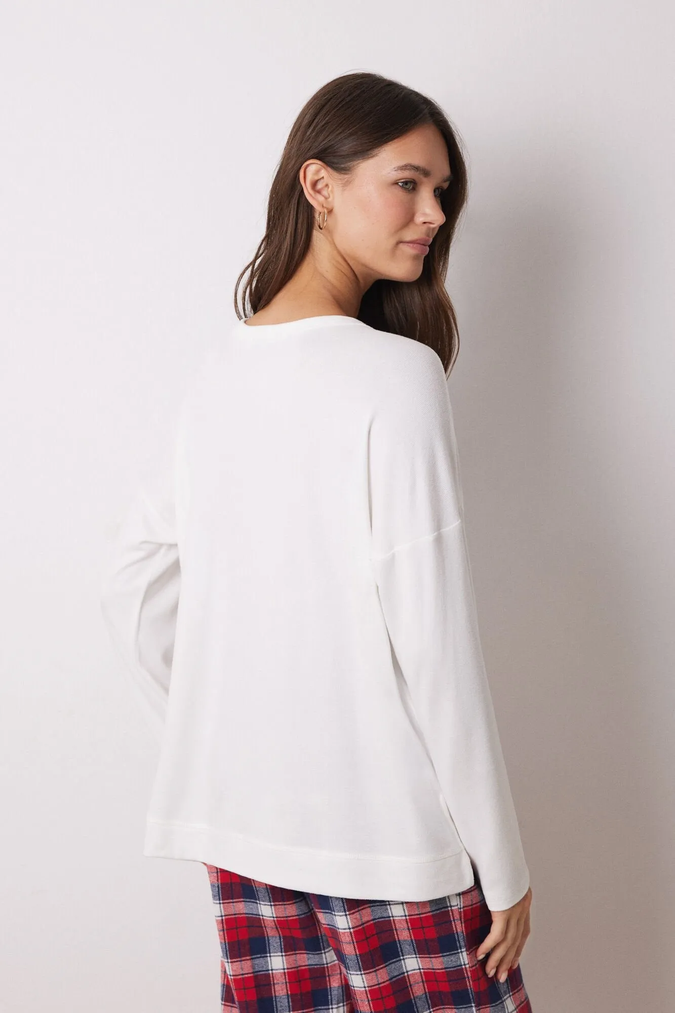 White velvet long sleeve shirt