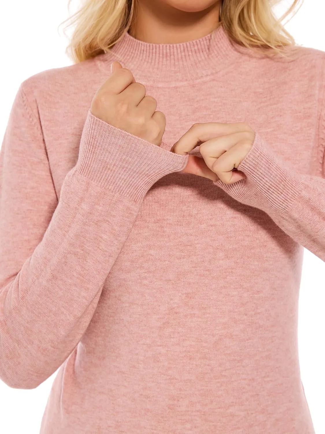 Women's Mock Neck Sweater Long Sleeve Knit Pullover Tops Casual Sweaters