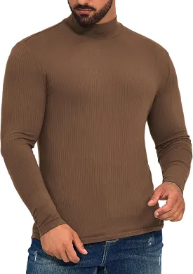 ZAFUL Men's Mock Turtleneck Shirts Long Sleeve Lightweight Turtle Neck Undershirt Tops Pullover Ribbed Base Layer T Shirts