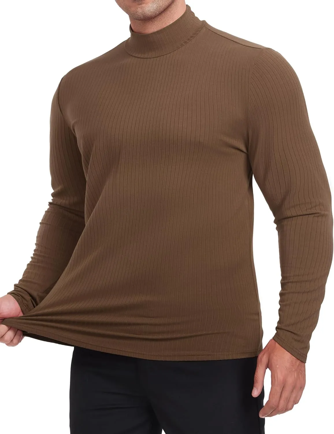 ZAFUL Men's Mock Turtleneck Shirts Long Sleeve Lightweight Turtle Neck Undershirt Tops Pullover Ribbed Base Layer T Shirts